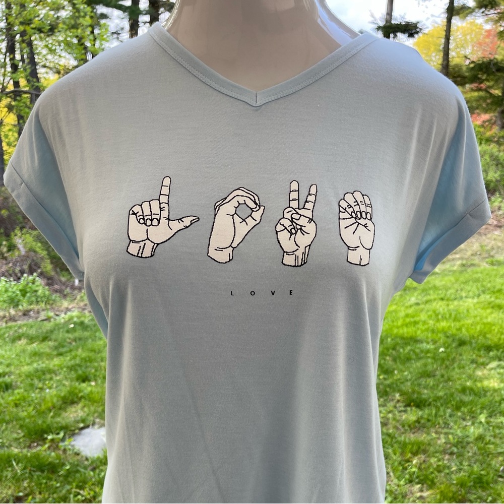 NWT Style & Co L O V E Sign Language tee T-shirt 0X 12 14 16